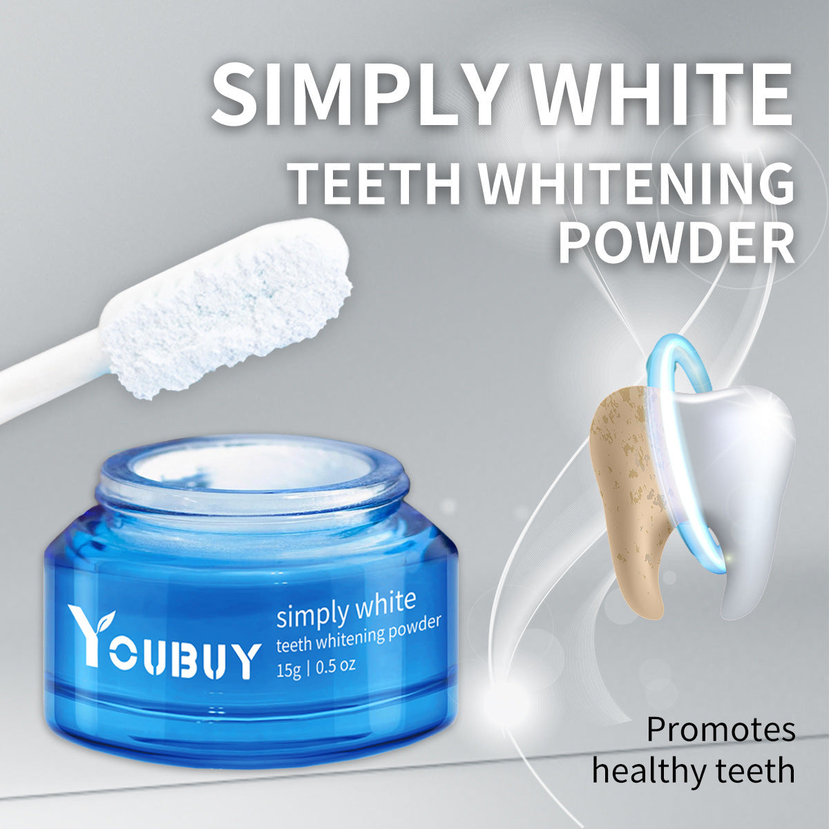 YOUBUY Teeth Whitening Brightening Powder Reduce Tooth Stains Yellow